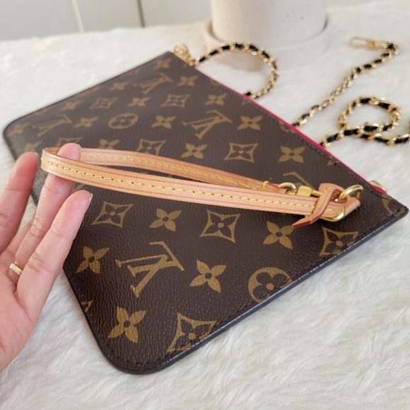 💕 LOUIS VUITTON Neverfull Monogram "PEONY" Mm/Gm Clutch/ Wristlet/Crossbody - Picture 3 of 16